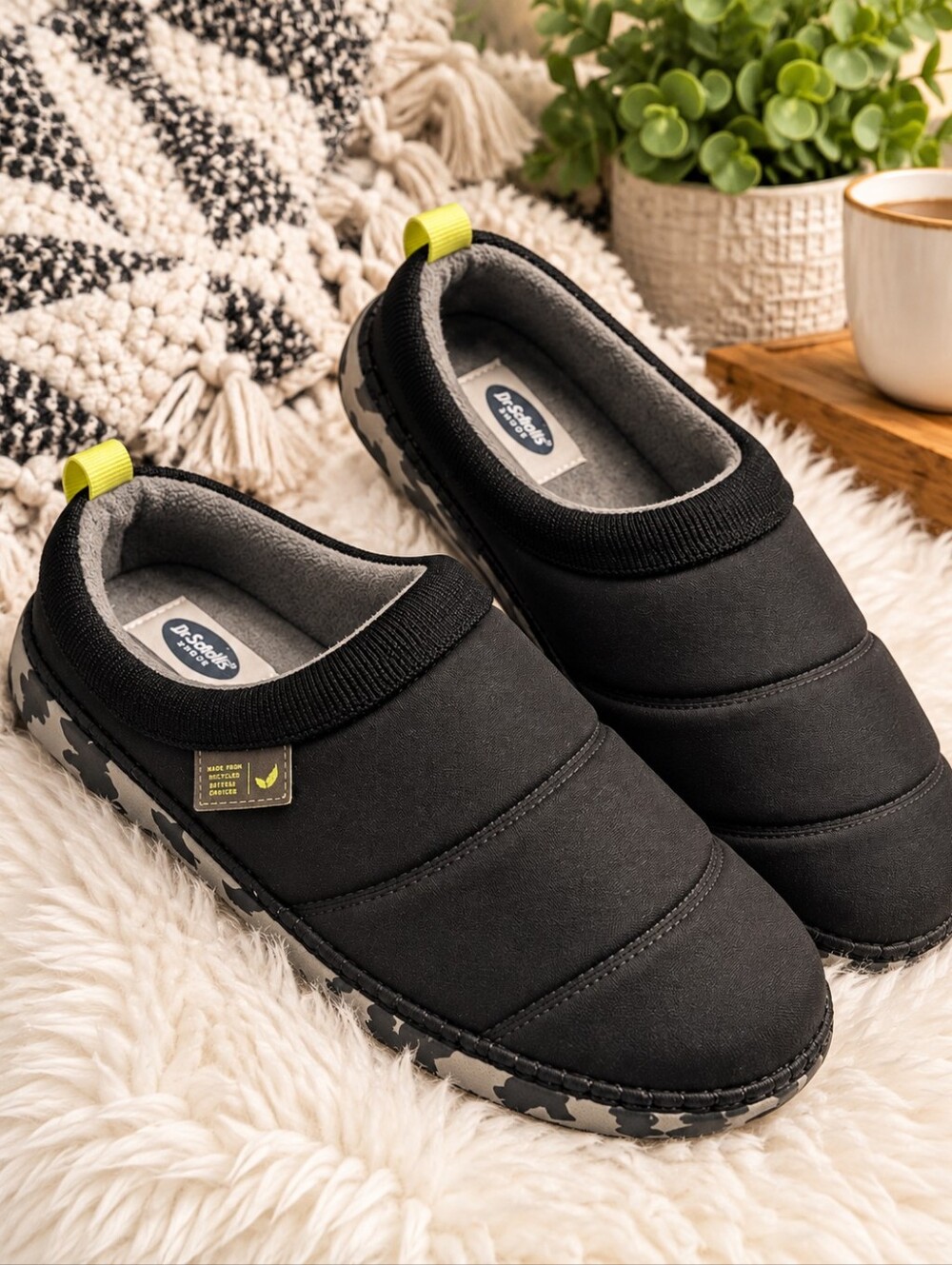 Dr. Scholl's Women's Black Slip-On Cozy Vibes House Shoes , Black , Size 8